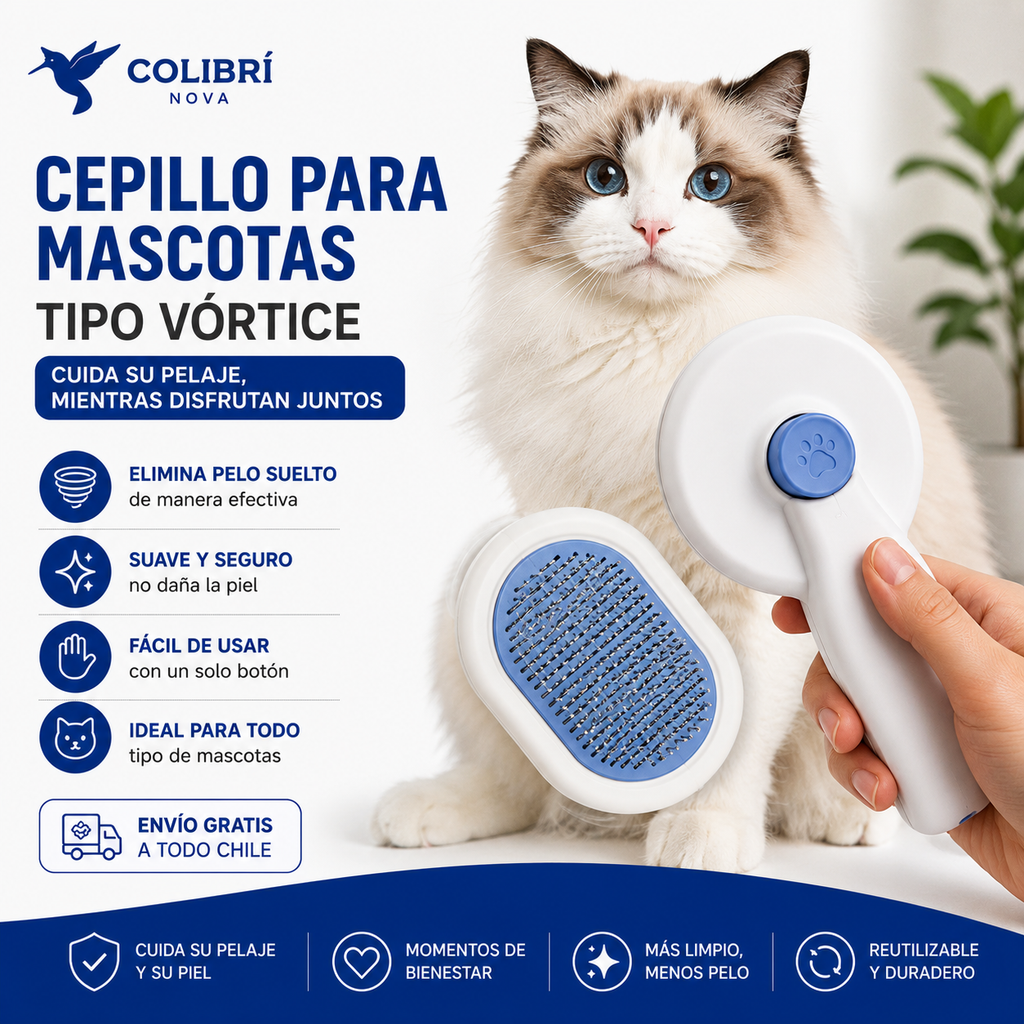 Cepillo Autolimpiante para Mascotas Tipo Vortex