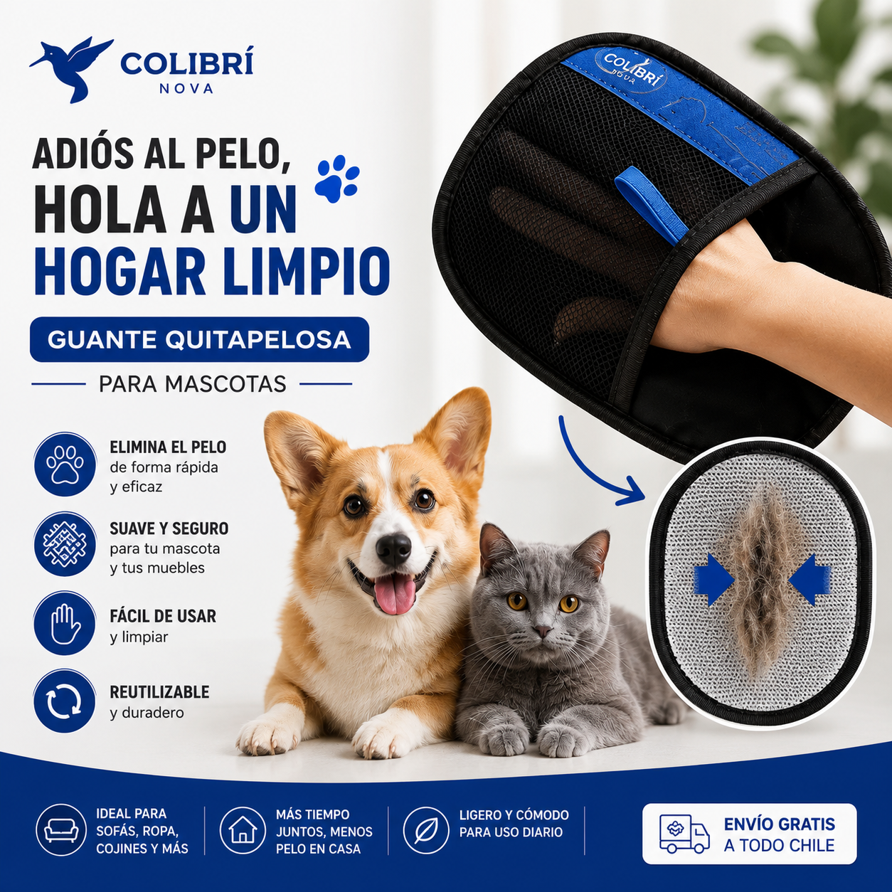 Guante Quitapelos para Mascotas