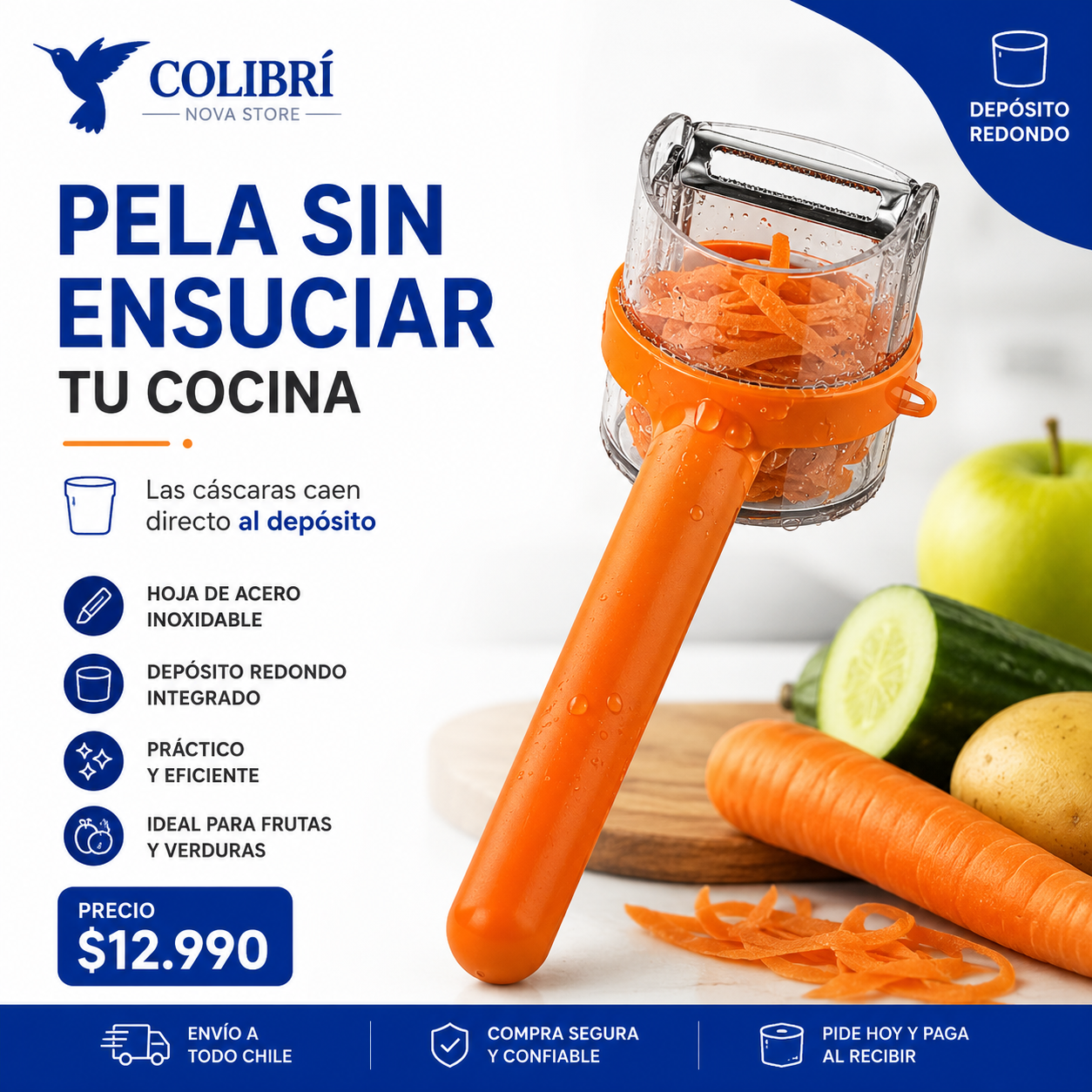 Pelador Inteligente con Depósito Integrado