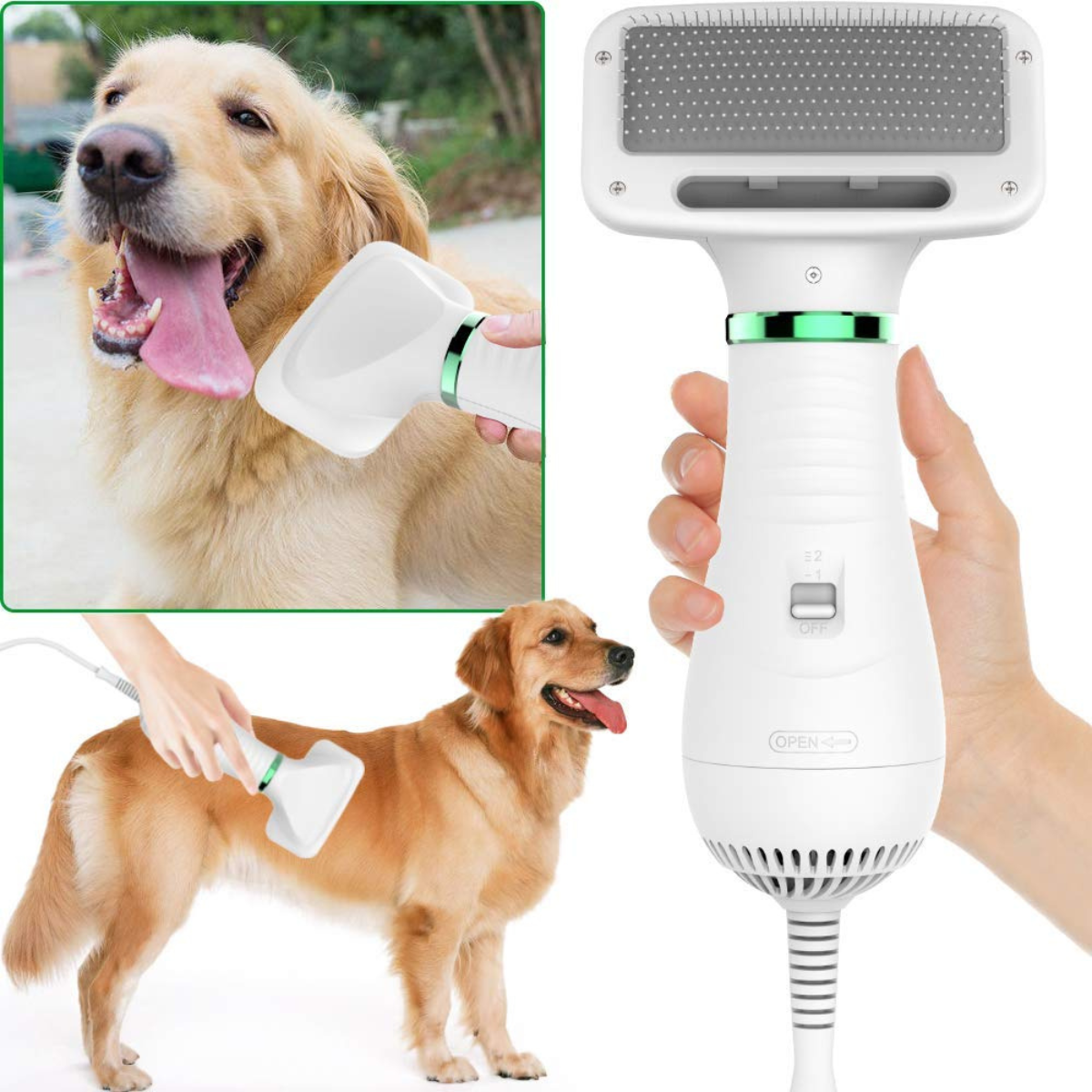 Cepillo Secador 2 en 1 para Perros y Gatos